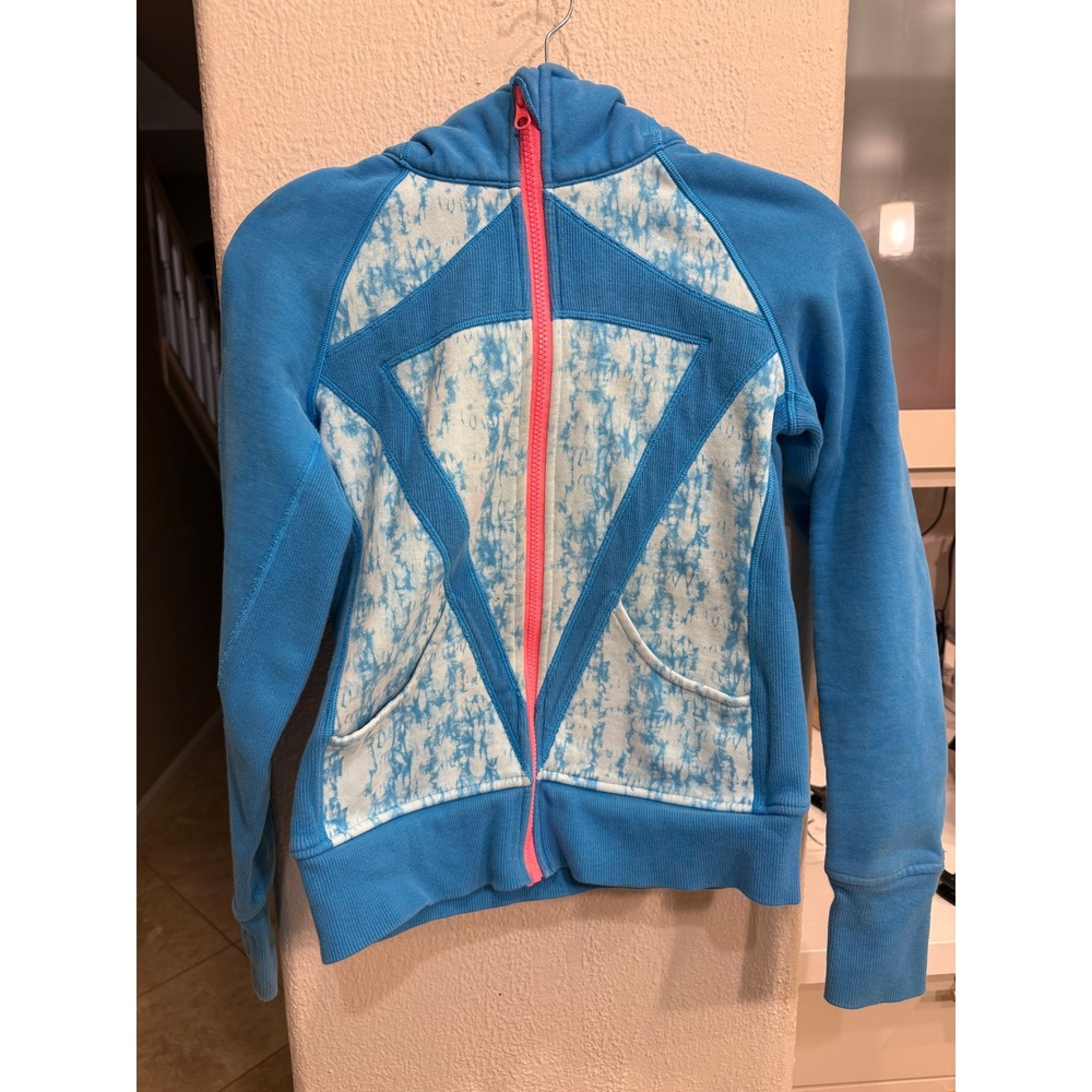 Iviva Girls Blue Tie Dye Full Zip Up Scuba Hoodie Size 14